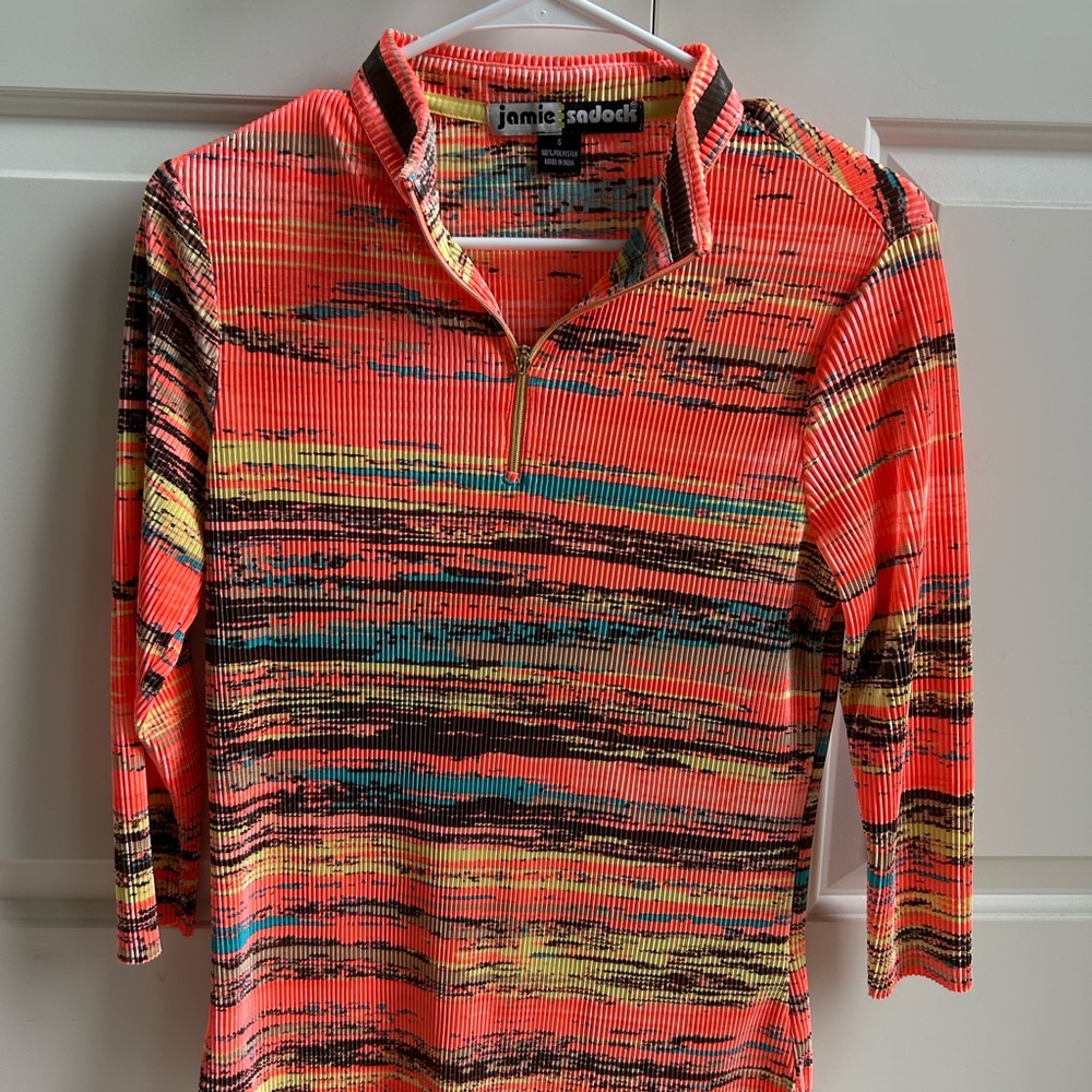 Jamie Sadock Red Button Down 3/4 Sleeve Polo Top